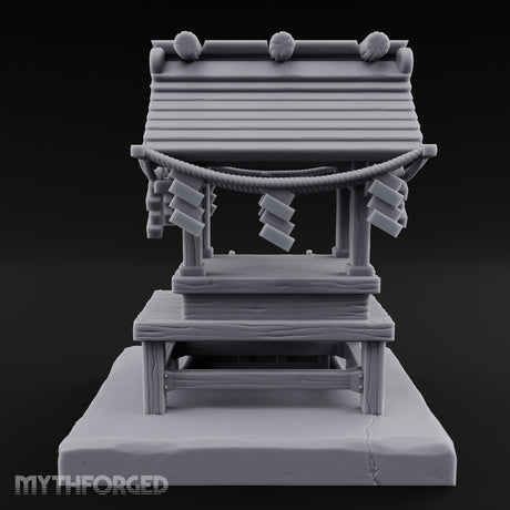 Rope-Draped Offering-Bowled Japanese Wayside Shrine Miniature for Dungeons and Dragons, Pathfinder or other TTRPGs