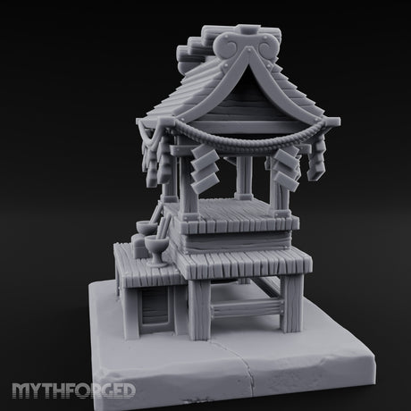 Rope-Draped Offering-Bowled Japanese Wayside Shrine Miniature for Dungeons and Dragons, Pathfinder or other TTRPGs