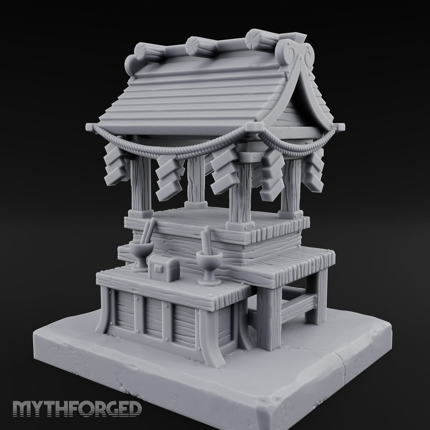Rope-Draped Offering-Bowled Japanese Wayside Shrine gallery 8