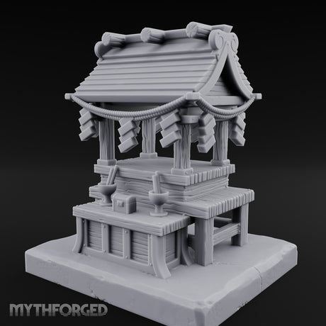 Rope-Draped Offering-Bowled Japanese Wayside Shrine Miniature for Dungeons and Dragons, Pathfinder or other TTRPGs