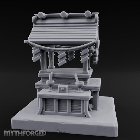 Rope-Draped Offering-Bowled Japanese Wayside Shrine Miniature for Dungeons and Dragons, Pathfinder or other TTRPGs