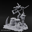 Rope-Hung Flame-Topped Tribal Drum Scene Miniature for Dungeons and Dragons, Pathfinder or other TTRPGs