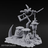 Rope-Hung Flame-Topped Tribal Drum Scene Miniature for Dungeons and Dragons, Pathfinder or other TTRPGs