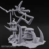 Rope-Hung Flame-Topped Tribal Drum Scene Miniature for Dungeons and Dragons, Pathfinder or other TTRPGs