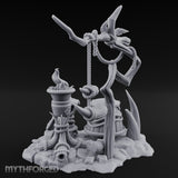 Rope-Hung Flame-Topped Tribal Drum Scene Miniature for Dungeons and Dragons, Pathfinder or other TTRPGs