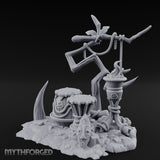 Rope-Hung Flame-Topped Tribal Drum Scene Miniature for Dungeons and Dragons, Pathfinder or other TTRPGs