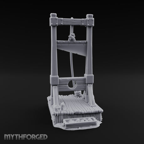 Rope-Hung Plank-Platformed Guillotine Execution Block Miniature for Dungeons and Dragons, Pathfinder or other TTRPGs