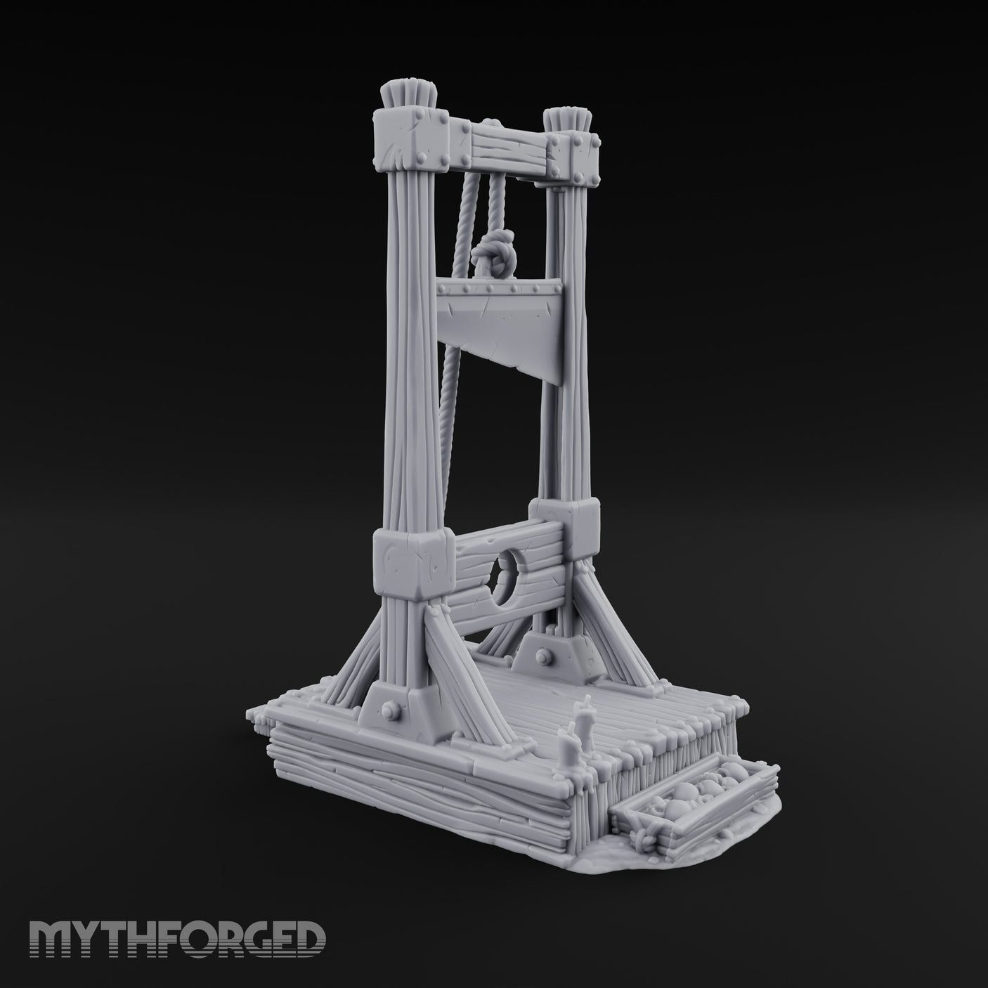 Rope-Hung Plank-Platformed Guillotine Execution Block Miniature for Dungeons and Dragons, Pathfinder or other TTRPGs