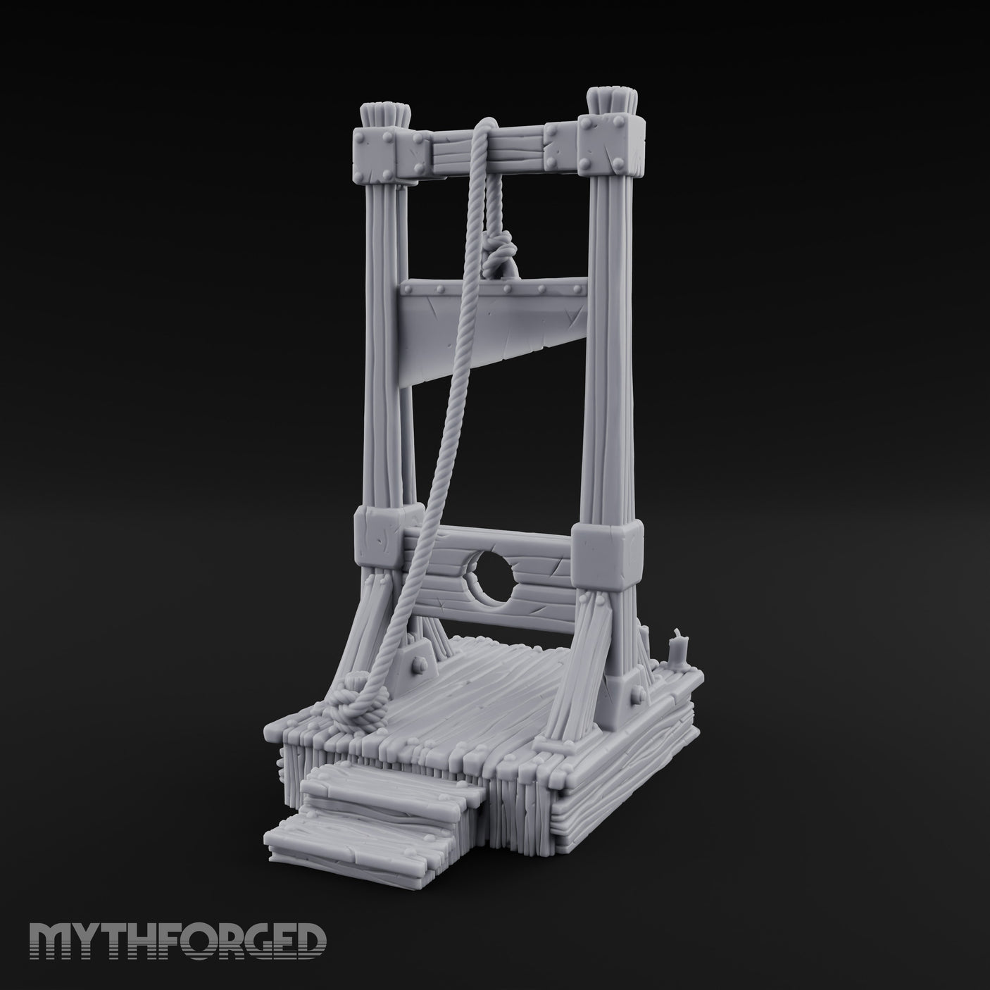 Rope-Hung Plank-Platformed Guillotine Execution Block Miniature for Dungeons and Dragons, Pathfinder or other TTRPGs