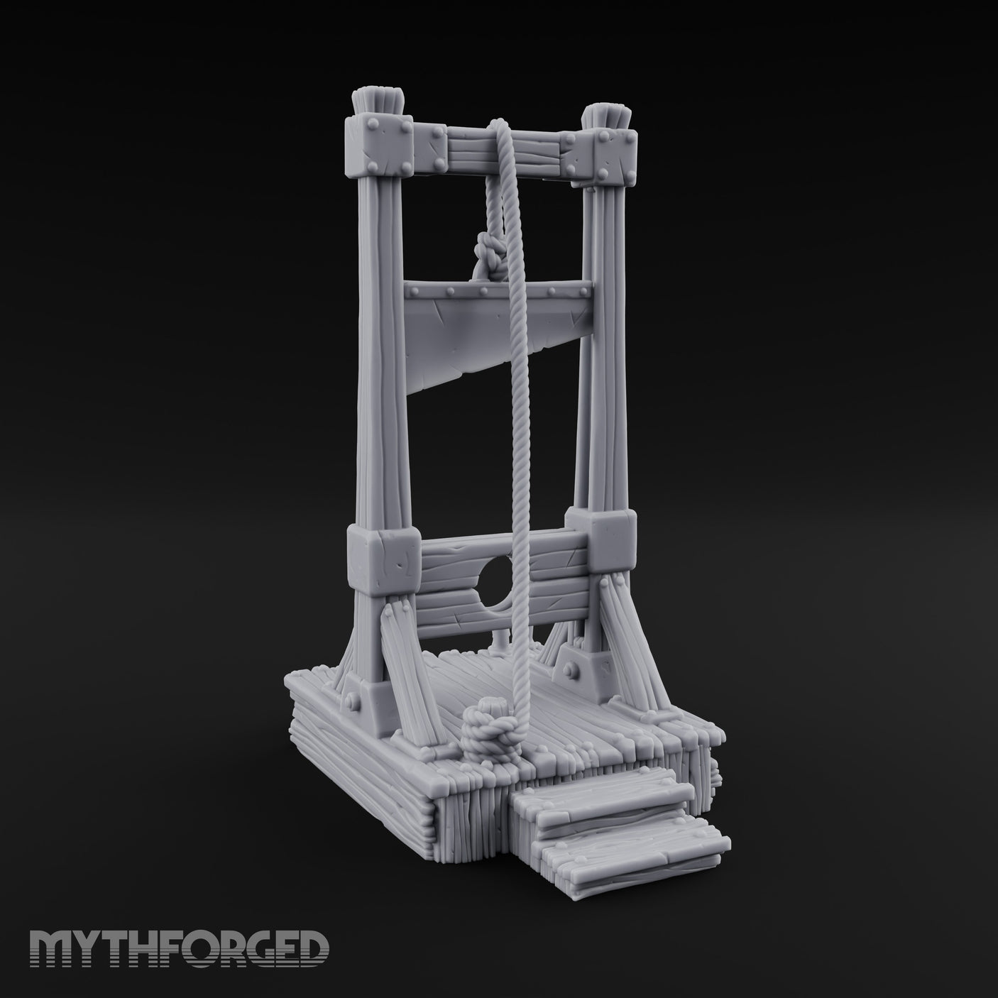 Rope-Hung Plank-Platformed Guillotine Execution Block Miniature for Dungeons and Dragons, Pathfinder or other TTRPGs
