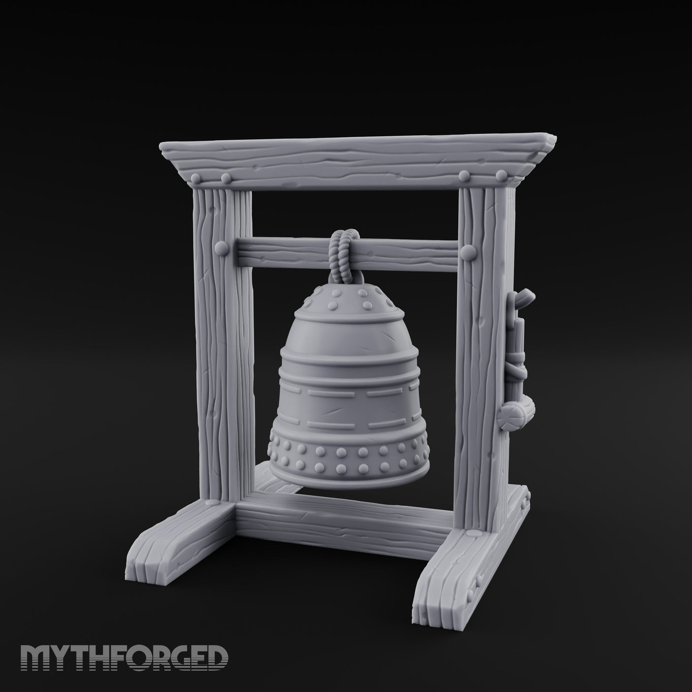 Rope-Hung Rivet-Studded Temple Bell Stand gallery 1