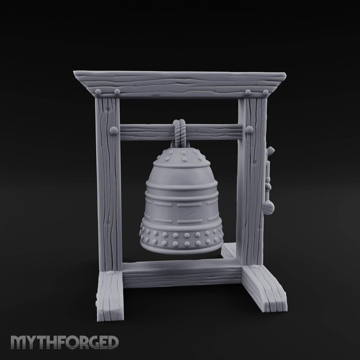 Rope-Hung Rivet-Studded Temple Bell Stand gallery 2