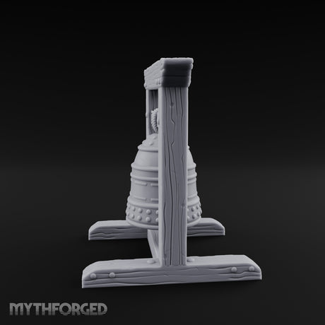 Rope-Hung Rivet-Studded Temple Bell Stand Miniature for Dungeons and Dragons, Pathfinder or other TTRPGs