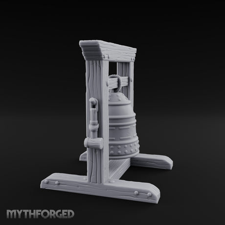 Rope-Hung Rivet-Studded Temple Bell Stand Miniature for Dungeons and Dragons, Pathfinder or other TTRPGs