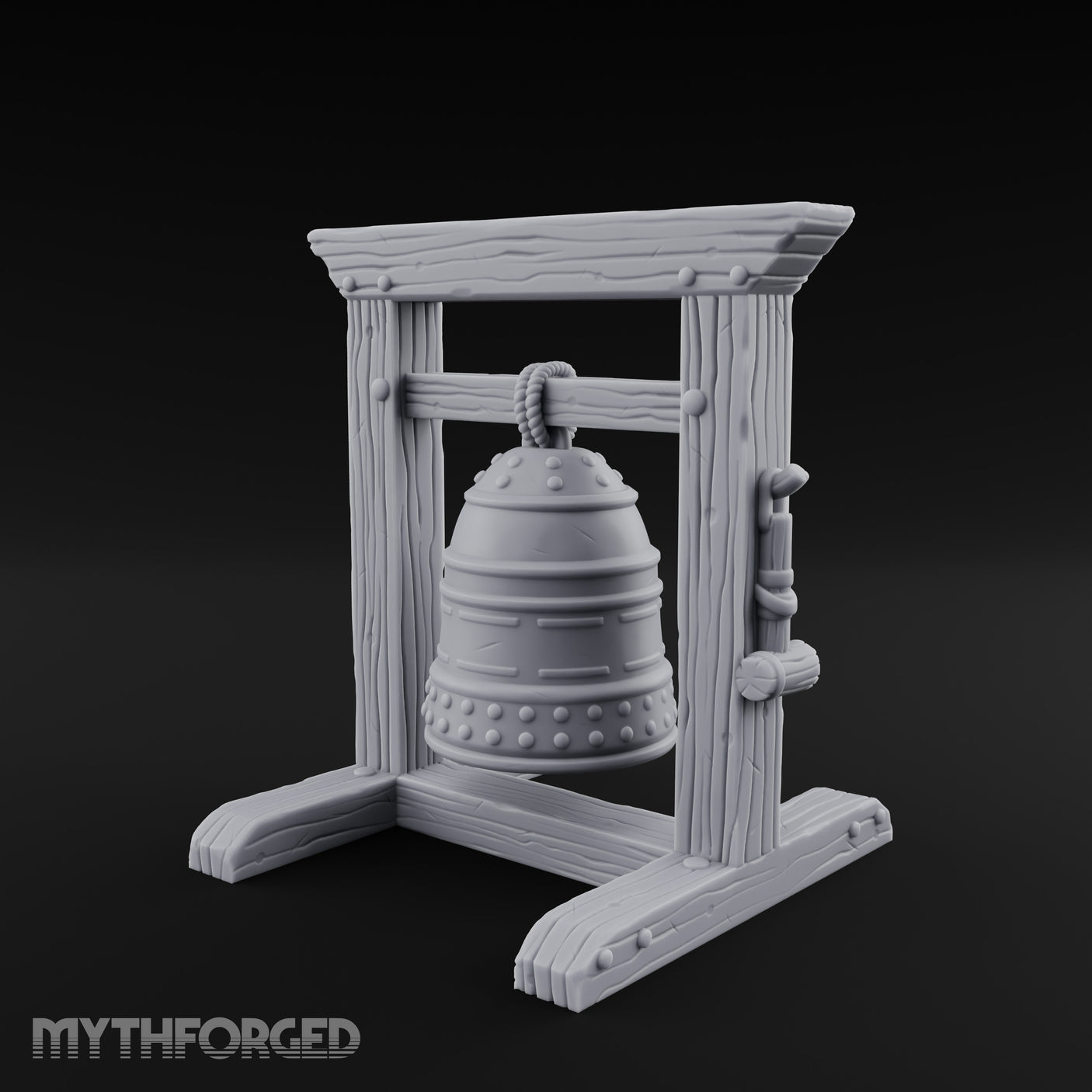 Rope-Hung Rivet-Studded Temple Bell Stand gallery 9