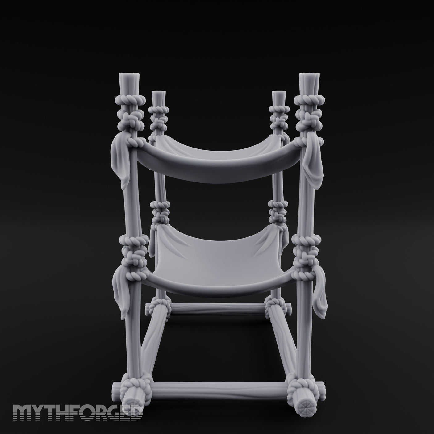 Rope-Knotted Double Hammock Miniature for Dungeons and Dragons, Pathfinder or other TTRPGs