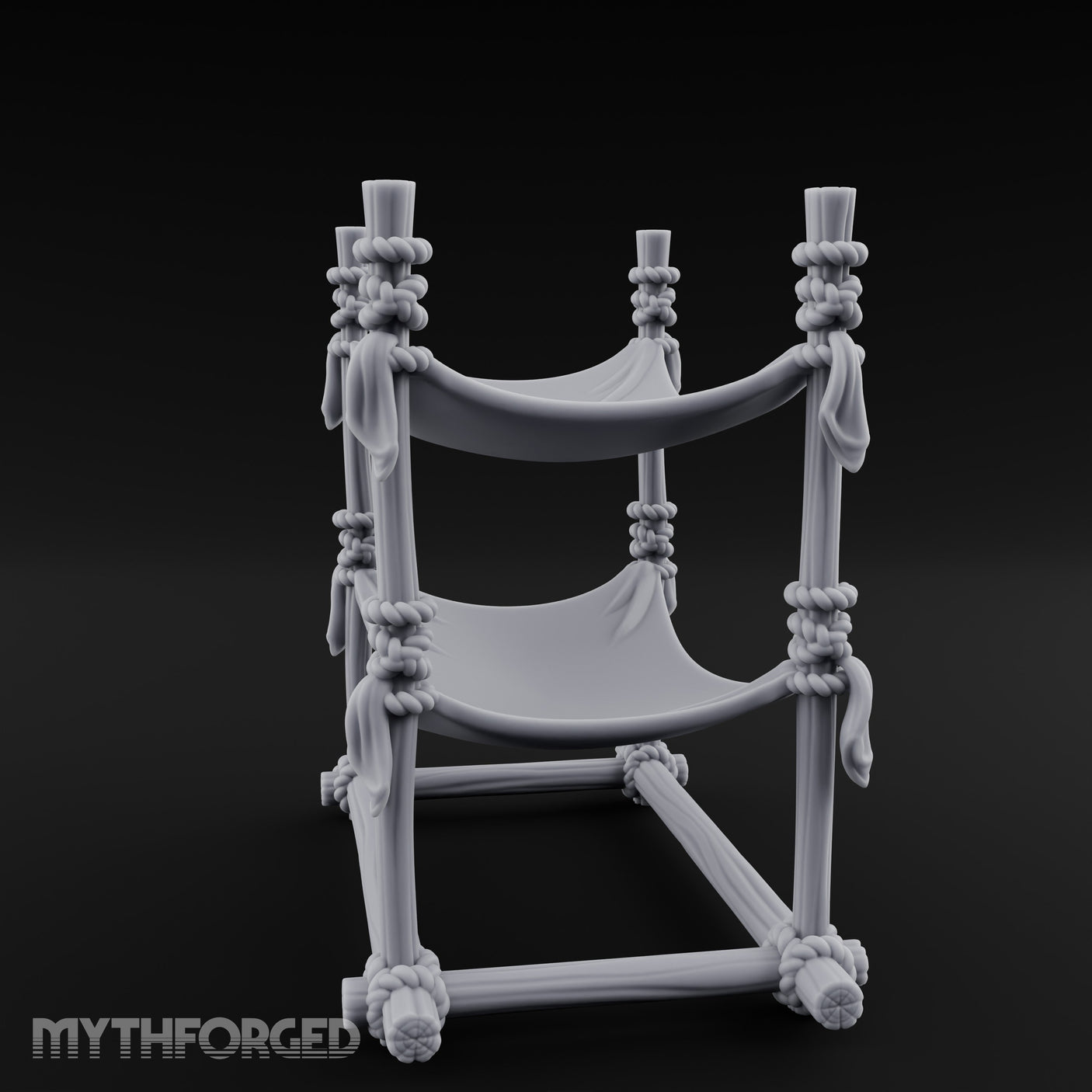 Rope-Knotted Double Hammock Miniature for Dungeons and Dragons, Pathfinder or other TTRPGs