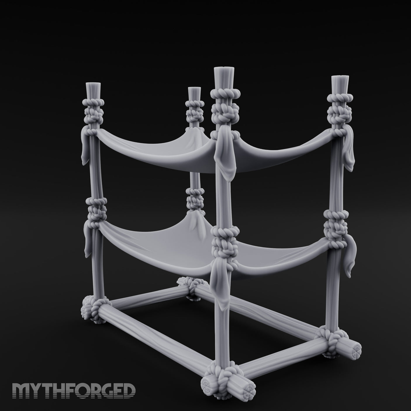 Rope-Knotted Double Hammock Miniature for Dungeons and Dragons, Pathfinder or other TTRPGs