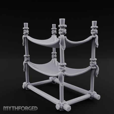 Rope-Knotted Double Hammock Miniature for Dungeons and Dragons, Pathfinder or other TTRPGs
