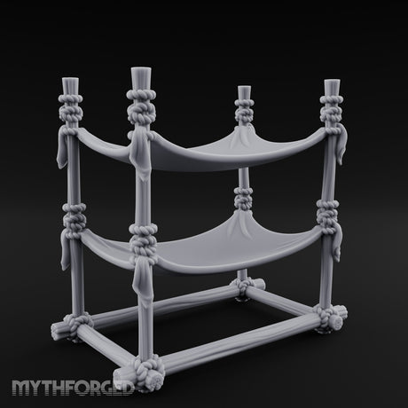 Rope-Knotted Double Hammock Miniature for Dungeons and Dragons, Pathfinder or other TTRPGs