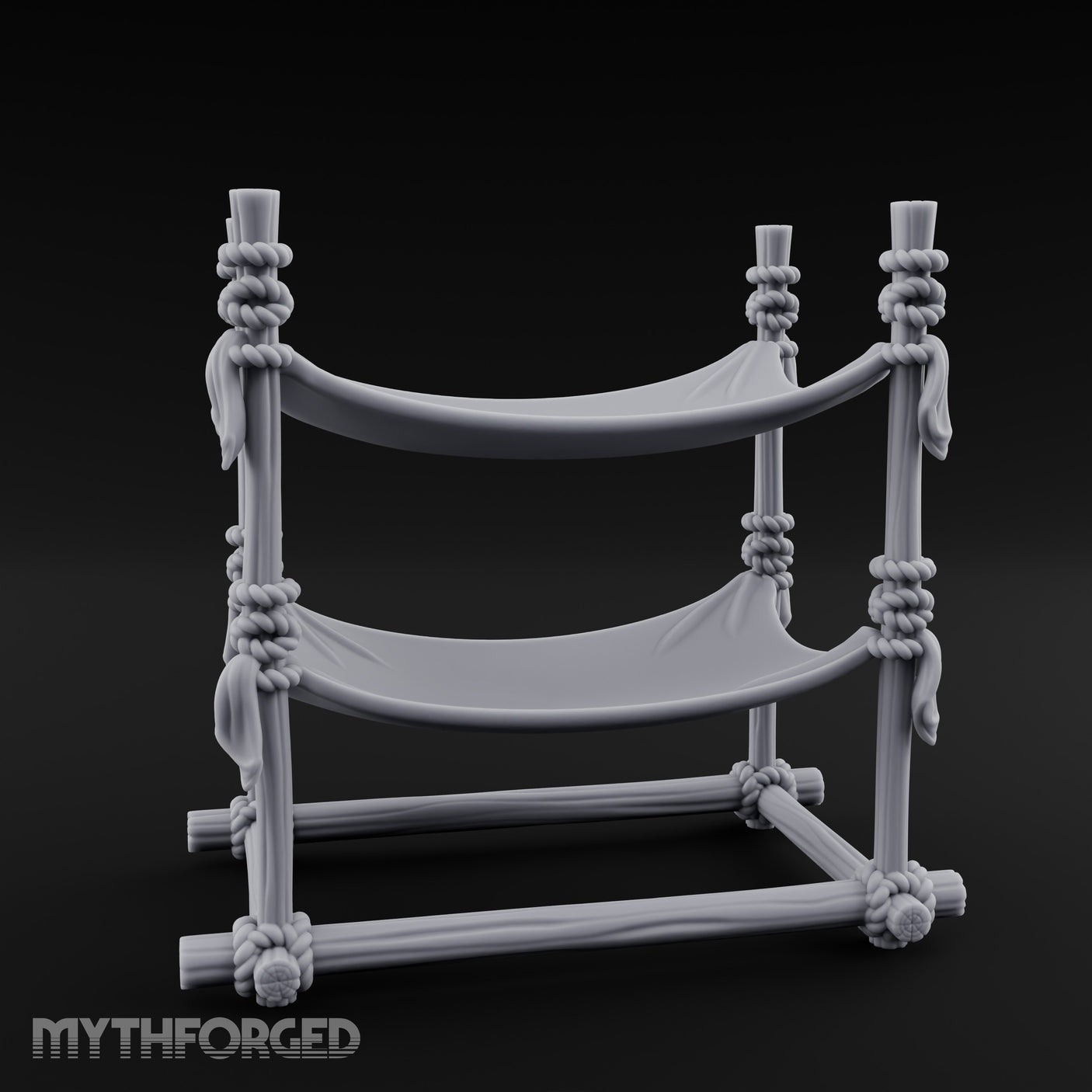 Rope-Knotted Double Hammock Miniature for Dungeons and Dragons, Pathfinder or other TTRPGs