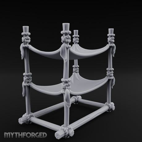 Rope-Knotted Double Hammock Miniature for Dungeons and Dragons, Pathfinder or other TTRPGs