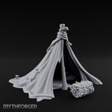 Rope-Knotted Firewood-Stocked Wilderness Tent Camp Miniature for Dungeons and Dragons, Pathfinder or other TTRPGs