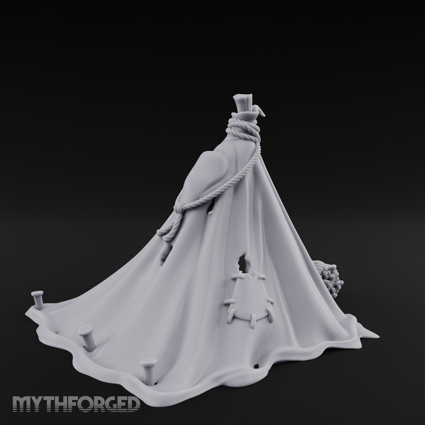 Rope-Knotted Firewood-Stocked Wilderness Tent Camp Miniature for Dungeons and Dragons, Pathfinder or other TTRPGs