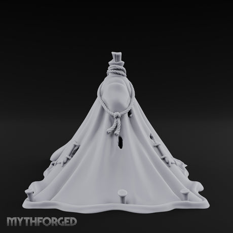 Rope-Knotted Firewood-Stocked Wilderness Tent Camp Miniature for Dungeons and Dragons, Pathfinder or other TTRPGs