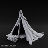 Rope-Knotted Firewood-Stocked Wilderness Tent Camp Miniature for Dungeons and Dragons, Pathfinder or other TTRPGs