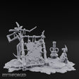 Rope-Knotted Shield-Hung Tribal Weapon Display Scene Miniature for Dungeons and Dragons, Pathfinder or other TTRPGs