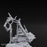 Rope-Knotted Shield-Hung Tribal Weapon Display Scene Miniature for Dungeons and Dragons, Pathfinder or other TTRPGs