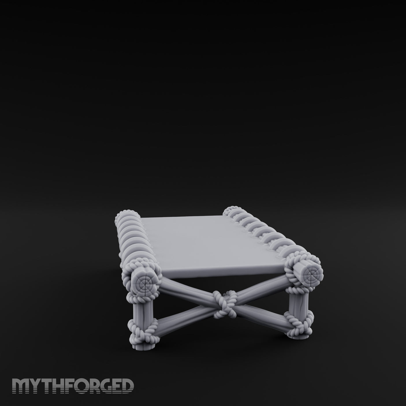 Rope-Lashed Cross-Braced Pirate Rope Bed Miniature for Dungeons and Dragons, Pathfinder or other TTRPGs