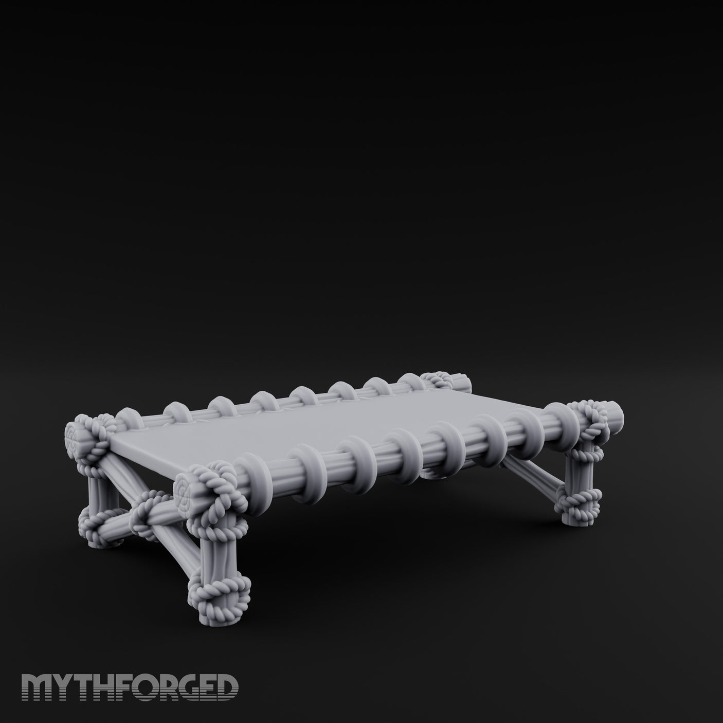 Rope-Lashed Cross-Braced Pirate Rope Bed Miniature for Dungeons and Dragons, Pathfinder or other TTRPGs
