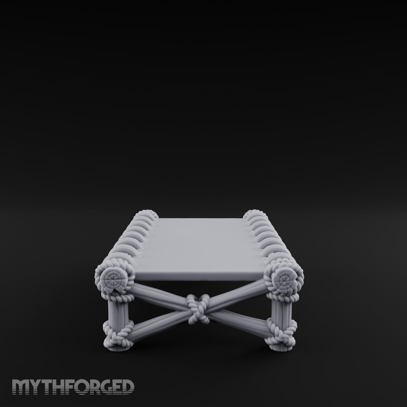 Rope-Lashed Cross-Braced Pirate Rope Bed Miniature for Dungeons and Dragons, Pathfinder or other TTRPGs