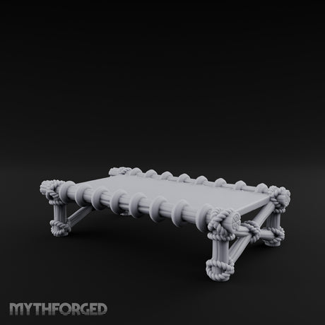Rope-Lashed Cross-Braced Pirate Rope Bed Miniature for Dungeons and Dragons, Pathfinder or other TTRPGs