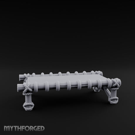 Rope-Lashed Cross-Braced Pirate Rope Bed Miniature for Dungeons and Dragons, Pathfinder or other TTRPGs