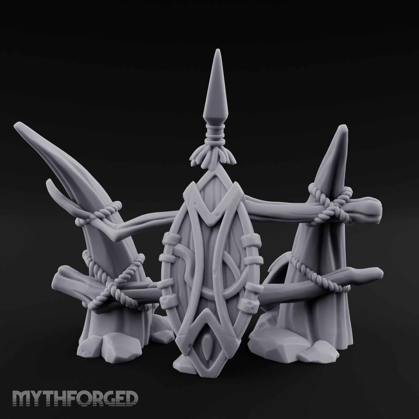 Rope-Lashed Diamond-Etched Tribal Idol Marker Scene Miniature for Dungeons and Dragons, Pathfinder or other TTRPGs