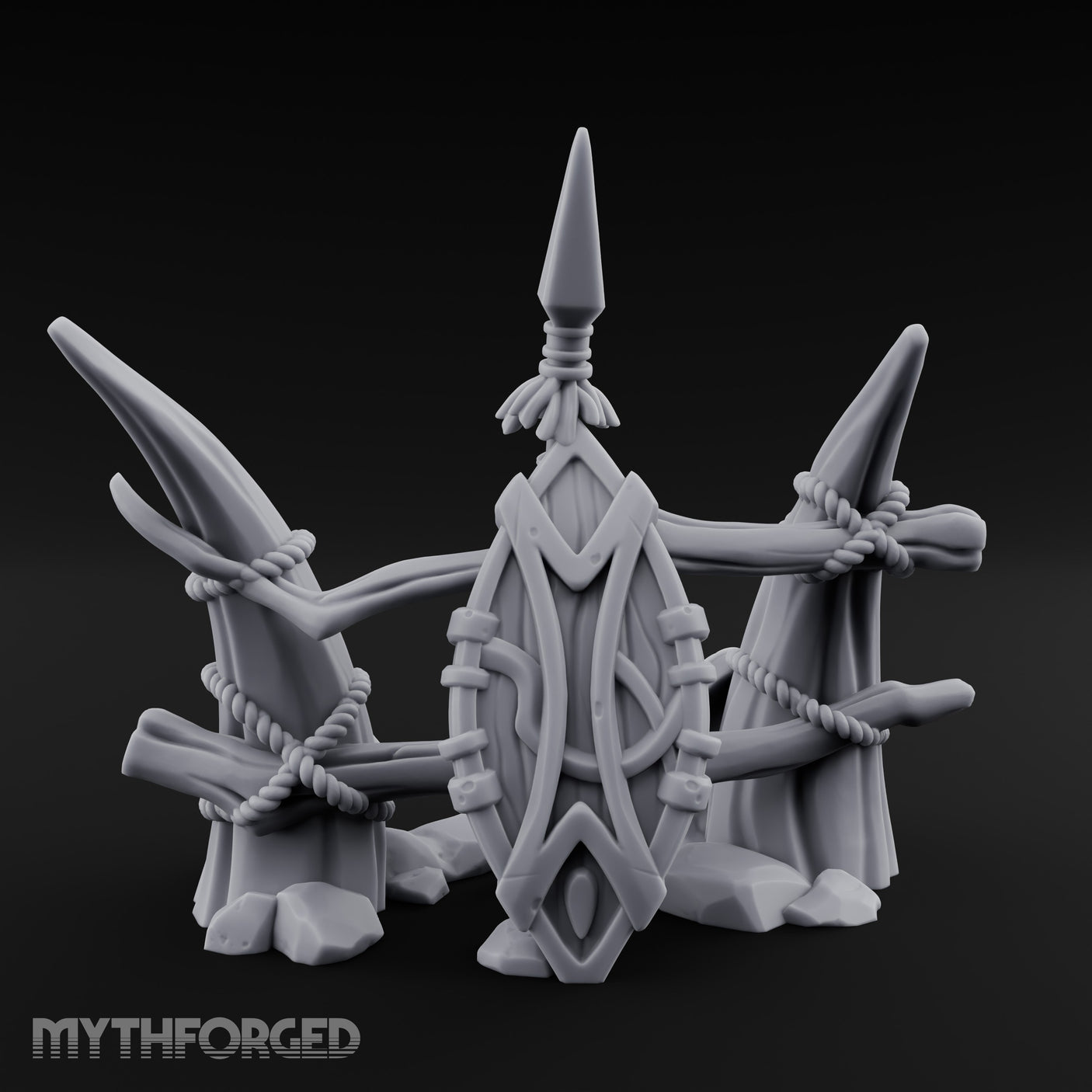 Rope-Lashed Diamond-Etched Tribal Idol Marker Scene Miniature for Dungeons and Dragons, Pathfinder or other TTRPGs