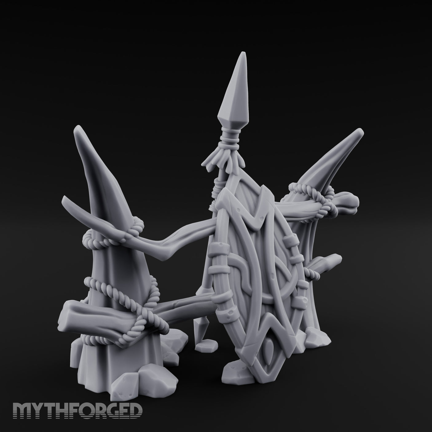 Rope-Lashed Diamond-Etched Tribal Idol Marker Scene Miniature for Dungeons and Dragons, Pathfinder or other TTRPGs