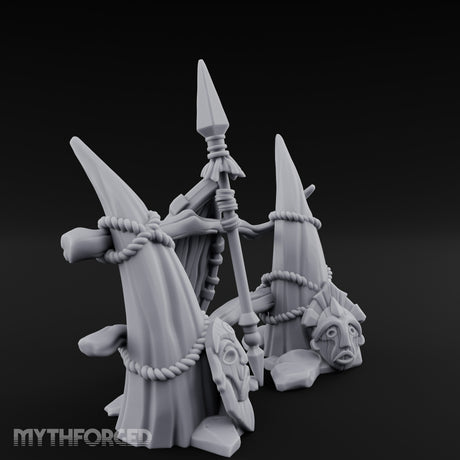 Rope-Lashed Diamond-Etched Tribal Idol Marker Scene Miniature for Dungeons and Dragons, Pathfinder or other TTRPGs