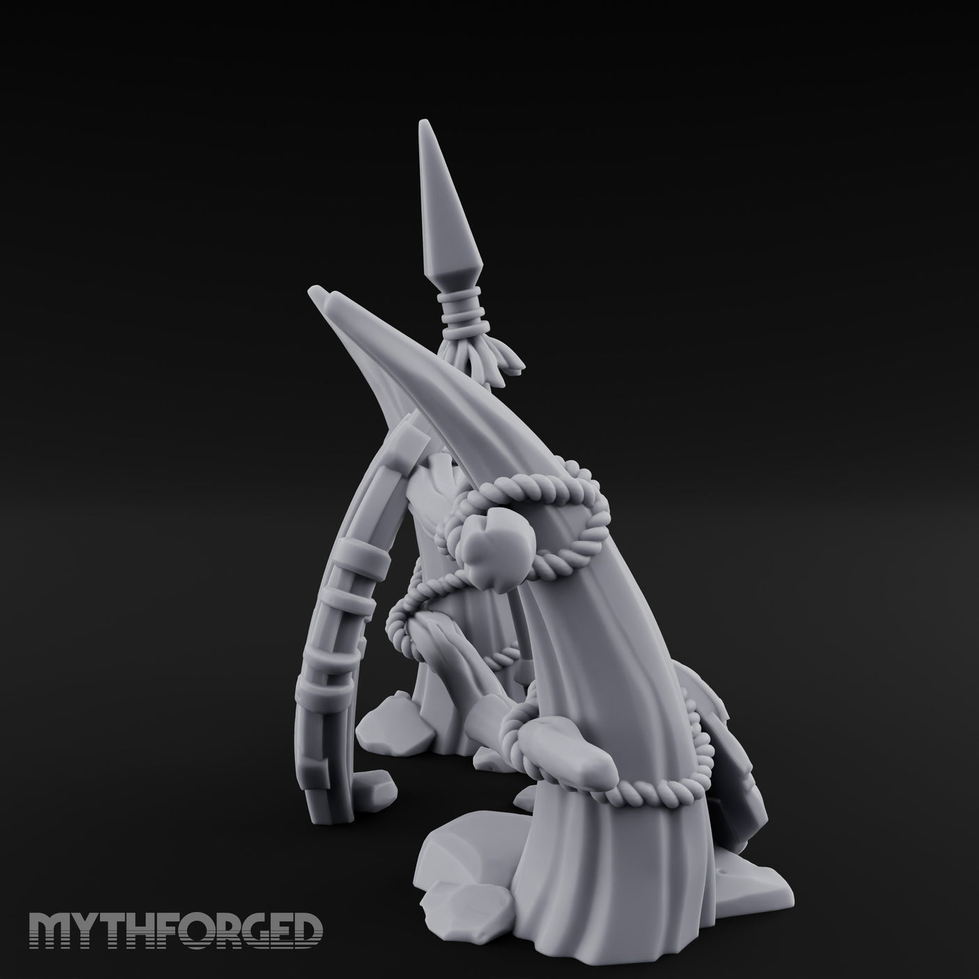 Rope-Lashed Diamond-Etched Tribal Idol Marker Scene Miniature for Dungeons and Dragons, Pathfinder or other TTRPGs