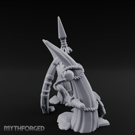 Rope-Lashed Diamond-Etched Tribal Idol Marker Scene Miniature for Dungeons and Dragons, Pathfinder or other TTRPGs