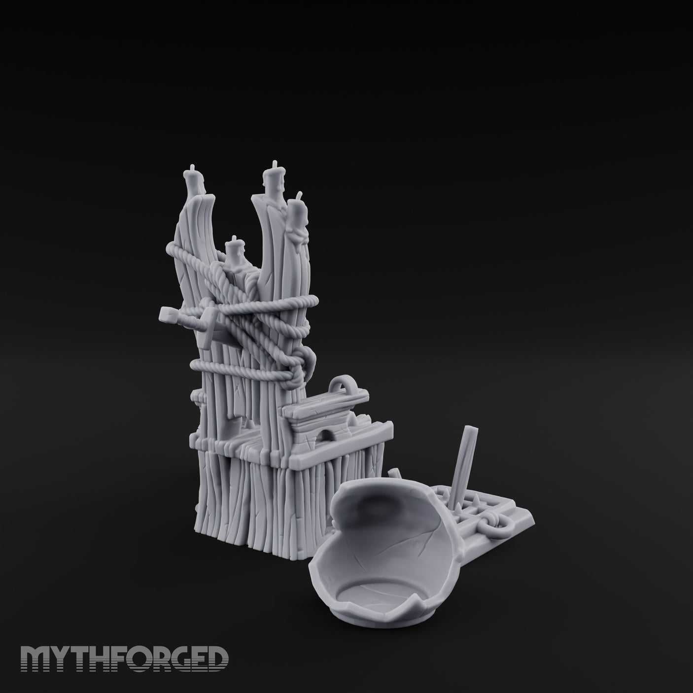 Rope-Lashed Spike-Studded Torture Chair Clutter Set Miniature for Dungeons and Dragons, Pathfinder or other TTRPGs