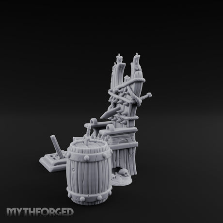 Rope-Lashed Spike-Studded Torture Chair Clutter Set Miniature for Dungeons and Dragons, Pathfinder or other TTRPGs