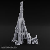 Rope-Lashed Timber-Scattered Ruined Trebuchet Miniature for Dungeons and Dragons, Pathfinder or other TTRPGs