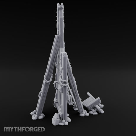 Rope-Lashed Timber-Scattered Ruined Trebuchet Miniature for Dungeons and Dragons, Pathfinder or other TTRPGs
