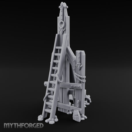 Rope-Lashed Timber-Scattered Ruined Trebuchet Miniature for Dungeons and Dragons, Pathfinder or other TTRPGs