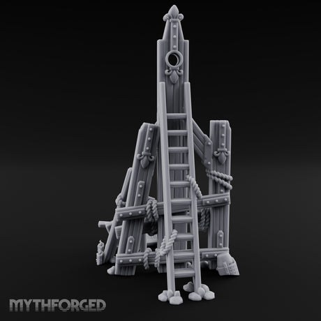 Rope-Lashed Timber-Scattered Ruined Trebuchet Miniature for Dungeons and Dragons, Pathfinder or other TTRPGs