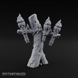 Rope-Lashed Torch-Bristling Tribal Wooden Torch Stand Miniature for Dungeons and Dragons, Pathfinder or other TTRPGs